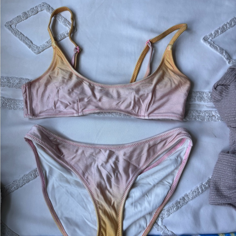 Pink and Yellow Bikini Set